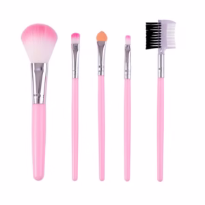Set 5 Pensule de Machiaj, Flippy, de Voiaj, pentru Fard si Pudra, din Par Sintetic, Roz
