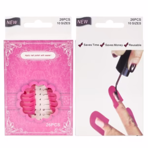Set 26 buc Sabloane Reutilizabile pentru Oja, Flippy, pentru Manichiura Ingrijita, fara Depasire Margini, Protectie Cuticula, 10 Marimi, din Plastic, Roz