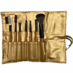 Set portabil 7 pensule de machiaj cu husa Aurie, Flippy
