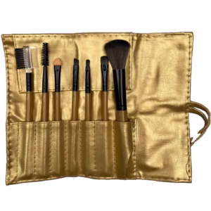 Set portabil 7 pensule de machiaj cu husa Aurie, Flippy