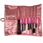 Set portabil 7 pensule de machiaj cu husa Crem Roz, Flippy - imagine 2
