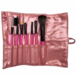 Set portabil 7 pensule de machiaj cu husa Crem Roz, Flippy - imagine 3