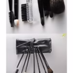 Set portabil 7 piese pentru machiaj cu husa neagra - imagine 2