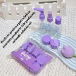 Set Recipiente pentru Cosmetice, Flippy, 5 Piese, cu Gentuta, pentru Calatorii, Reutilizabile, Mov, Material Plastic, 40 ml, 10g - imagine 3