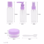 Set Recipiente pentru Cosmetice, Flippy, 5 Piese, cu Gentuta, pentru Calatorii, Reutilizabile, Mov, Material Plastic, 40 ml, 10g - imagine 4