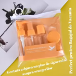 Set Recipiente pentru Cosmetice, Flippy, 5 Piese, cu Gentuta, pentru Calatorii, Reutilizabile, Portocaliu, Material Plastic, 40 ml, 10g - imagine 3