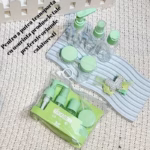 Set Recipiente pentru Cosmetice, Flippy, 5 Piese, cu Gentuta, pentru Calatorii, Reutilizabile, Verde, Material Plastic, 40 ml, 10g - imagine 3