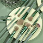 Set 13 pensule pentru machiaj, Flippy, super soft, makeup profesional/incepatori, verde - imagine 3