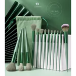 Set 13 pensule pentru machiaj, Flippy, super soft, makeup profesional/incepatori, verde - imagine 4